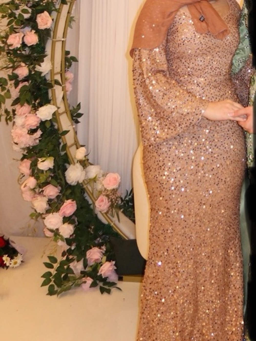 Sequin Evening Gown - Champagne Pink